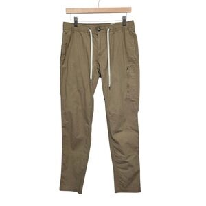 Vuori Men Cargo Jogger Pants Khaki Stretch Tech Drawstring Size M